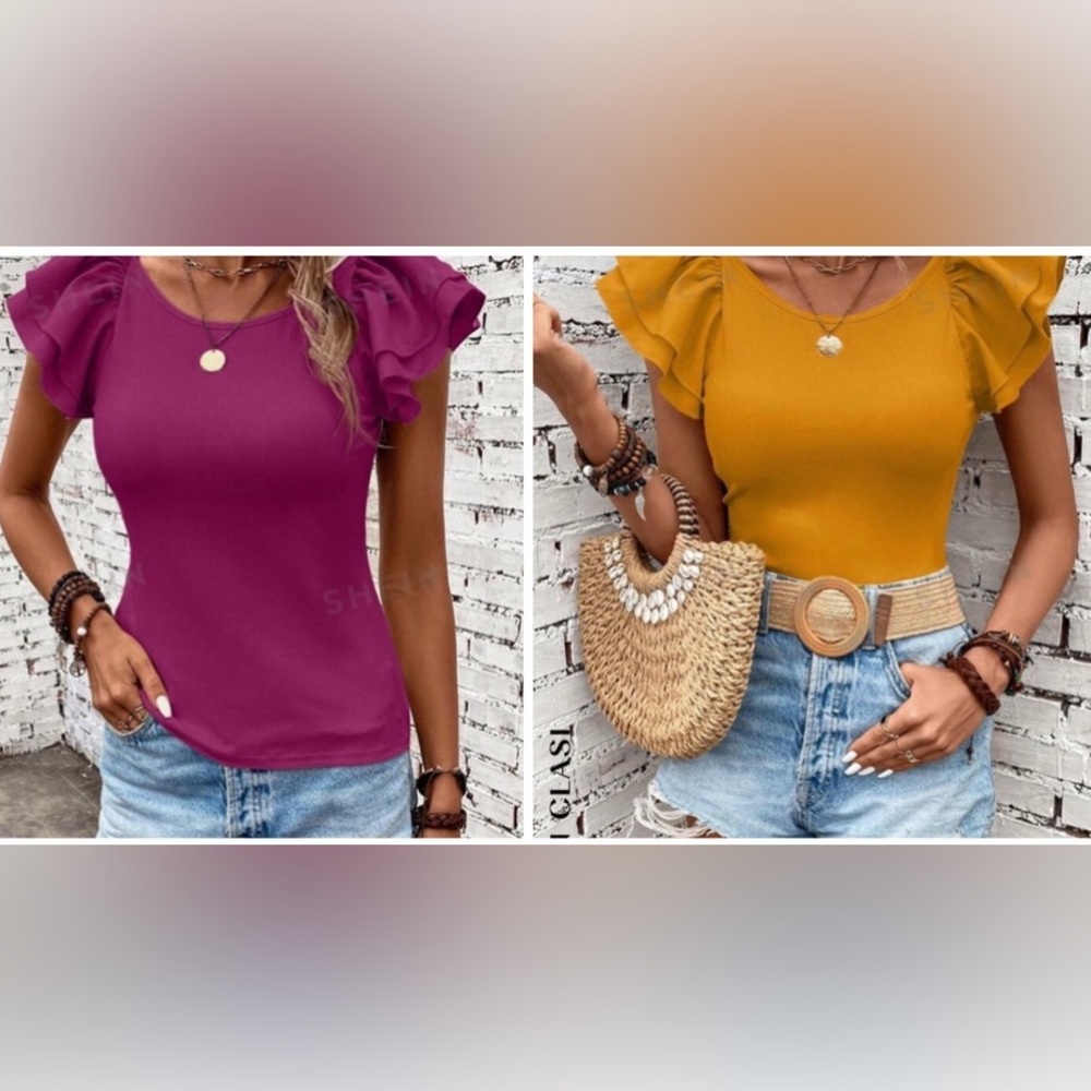 Shein 2 Summer Tops w Ruffle Trim Designs